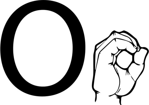 Asl Sign Language Letter O Coloring Page